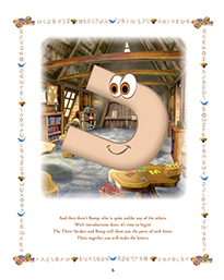 Illustration of page taken from the hardcover book introducing Bump, the U-shaped letter lin